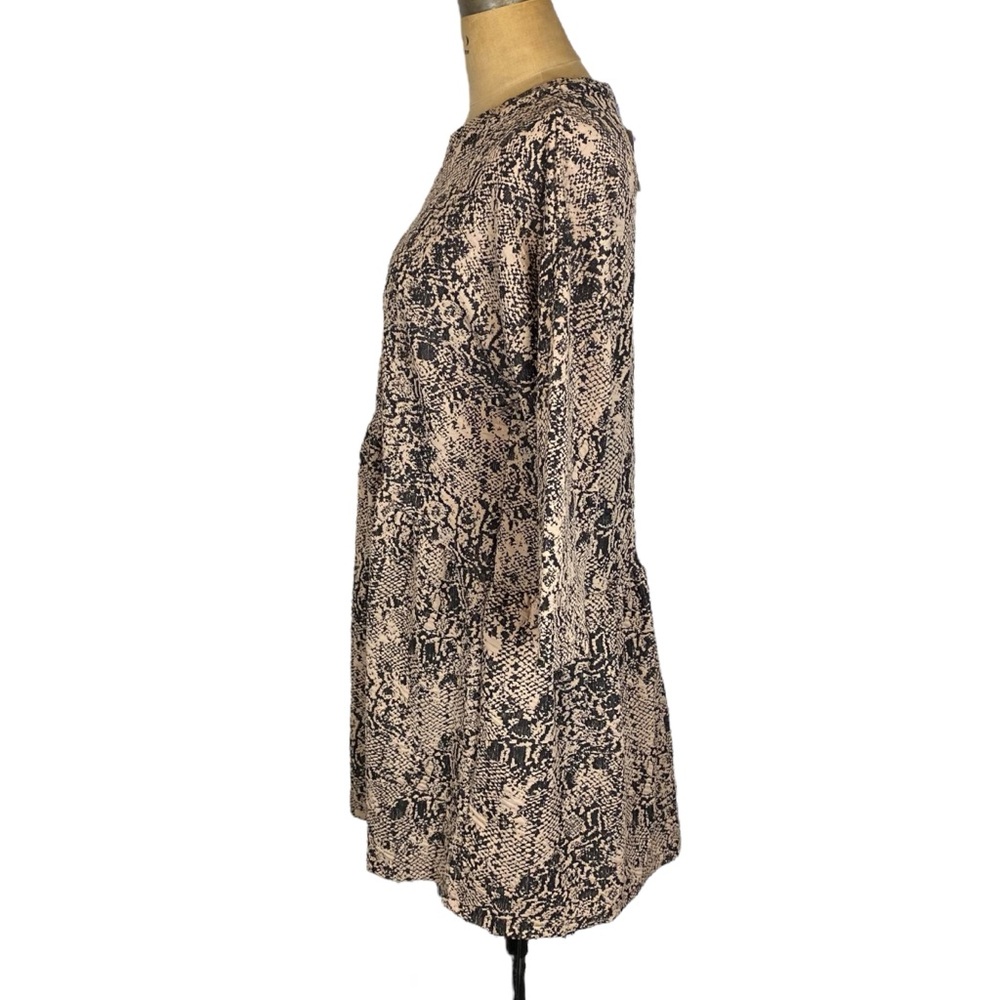 🌷 Zara Textured Snakeskin Babydoll Mini Dress Size M - Picture 4 of 10